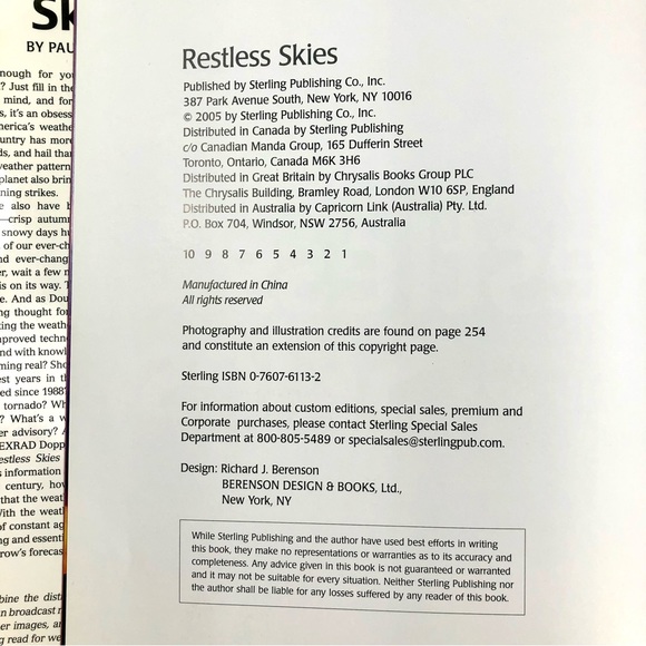 Restless Skies: The Ultimate Weather Book Douglas, Paul Hardcover - Picture 2 of 6